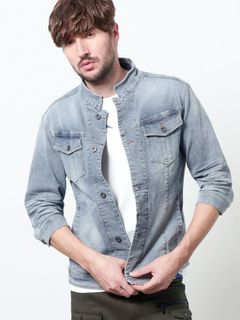 ライトオンスストレッチデニム7分袖Gジャン / ブルー【HIDEAWAYS NICOLE】