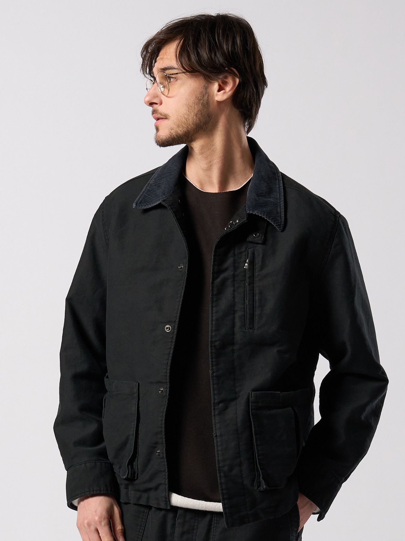 【予約品 4月19日(日) 18時締切】heavy moleskin short coverall jacket / ヘビーモールスキン ショートカバーオールジャケット / ブラック