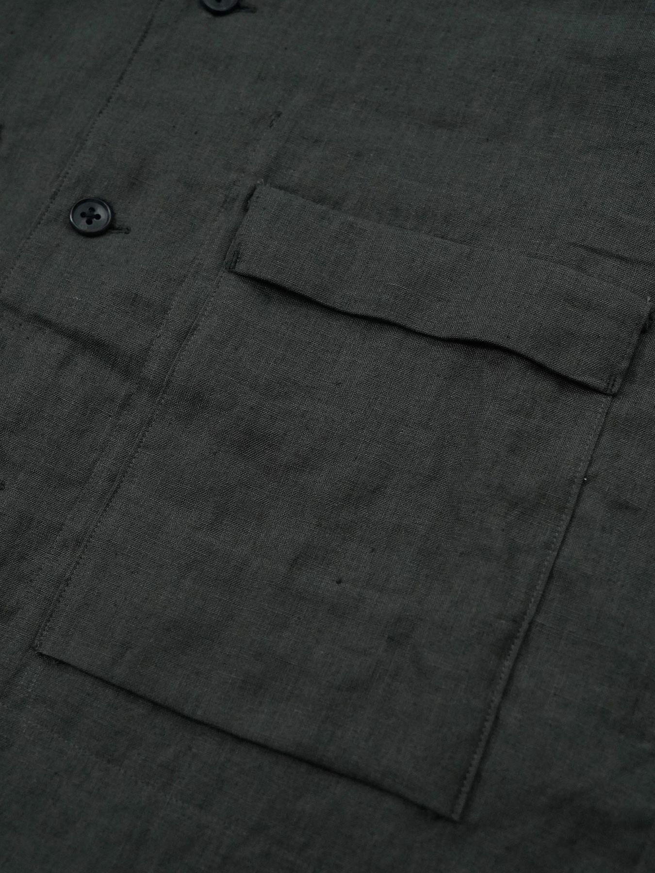 【予約品 11月23日(日) 締切】LINENOVERSHIRT / リネン ポロシャツ / CHARCOAL