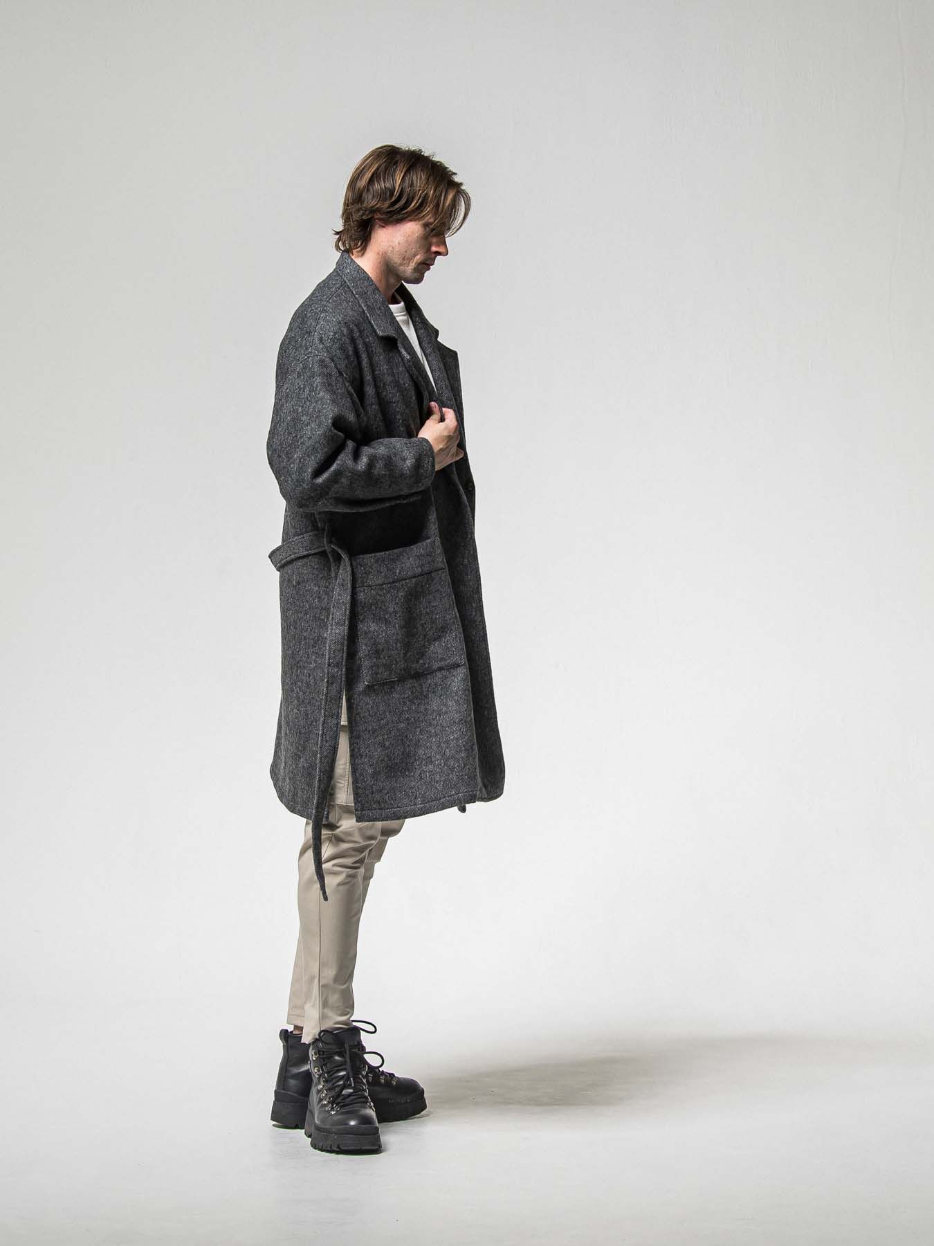【予約品 】GOWN OVER COAT / ガウンオーバーコート / グレー