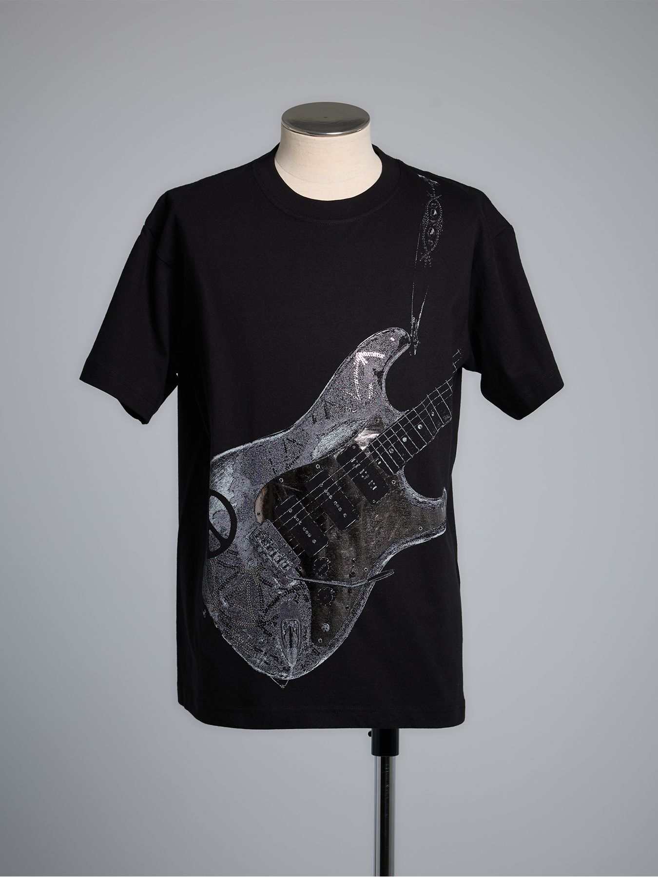 T-Shirts / ギタープリント Tシャツ / ブラック×箔プリント