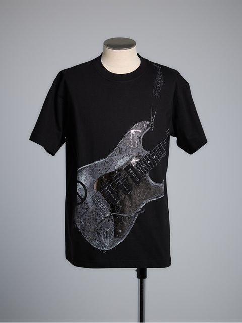 T-Shirts / ギタープリント Tシャツ / ブラック×箔プリント