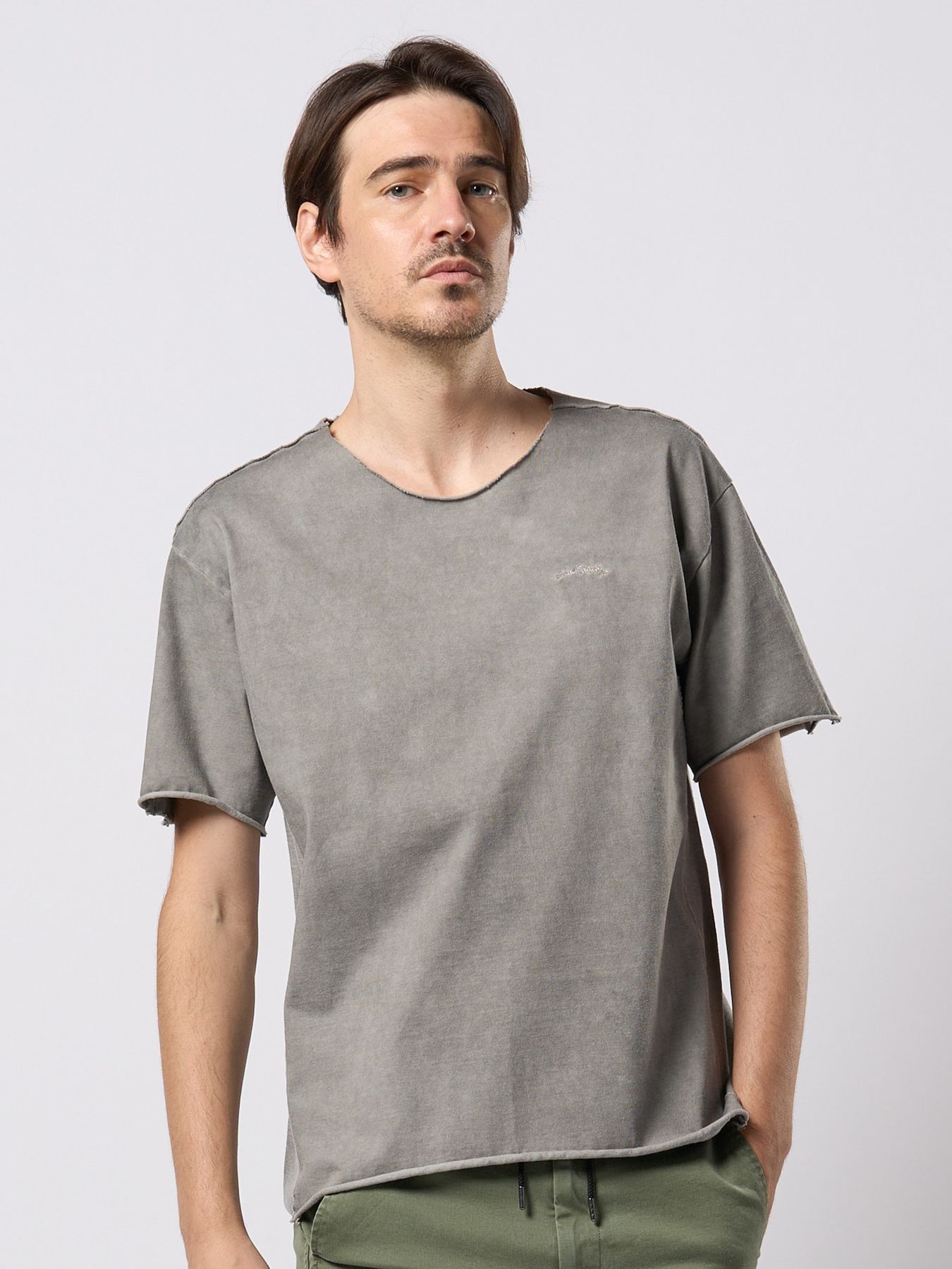 【予約品 9月23日(火) 締切】tight jersey cut-off S/S / タイトジャージ カットオフ ショートスリーブ / ライトグレー