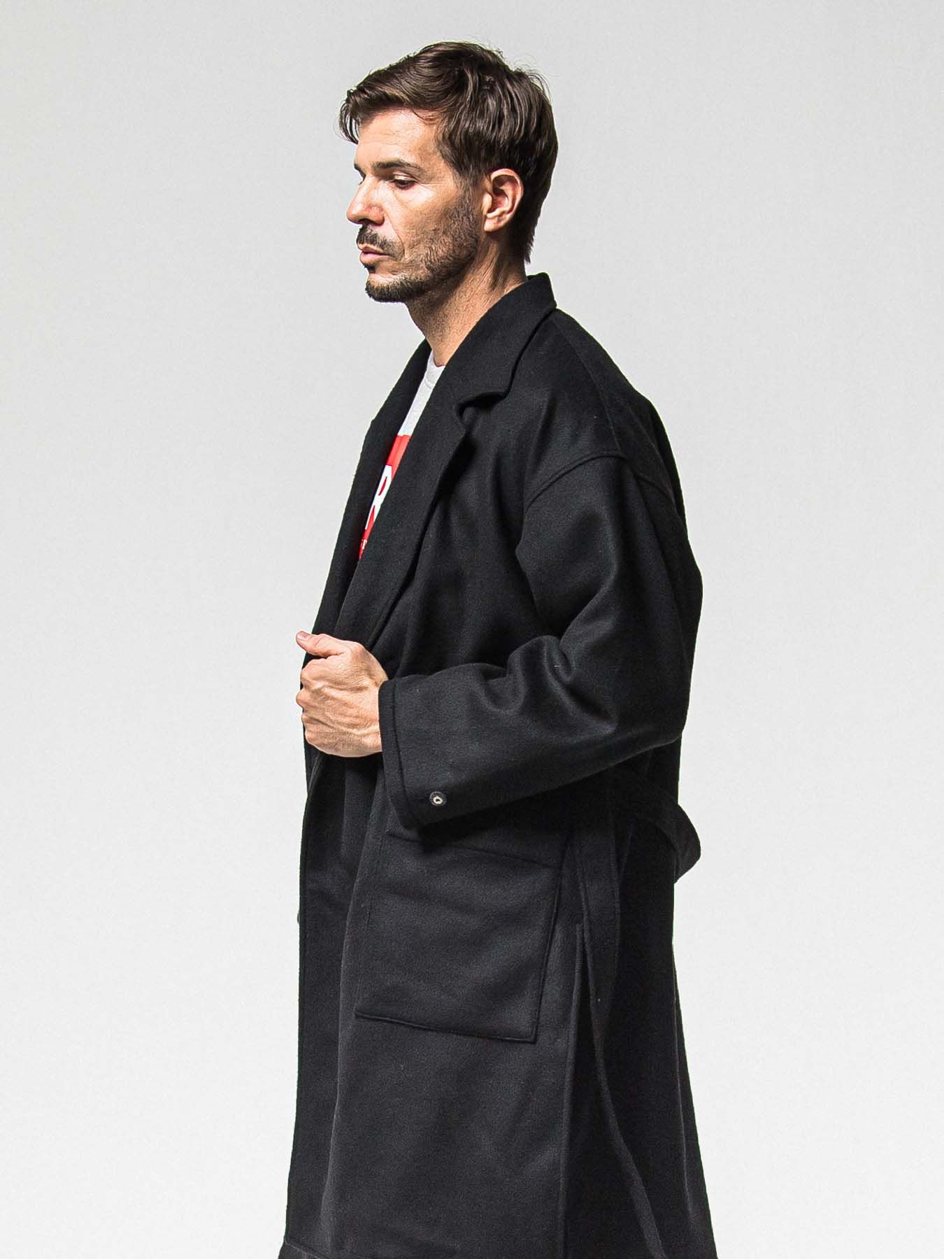 【予約品 】GOWN OVER COAT / ガウンオーバーコート / ブラック