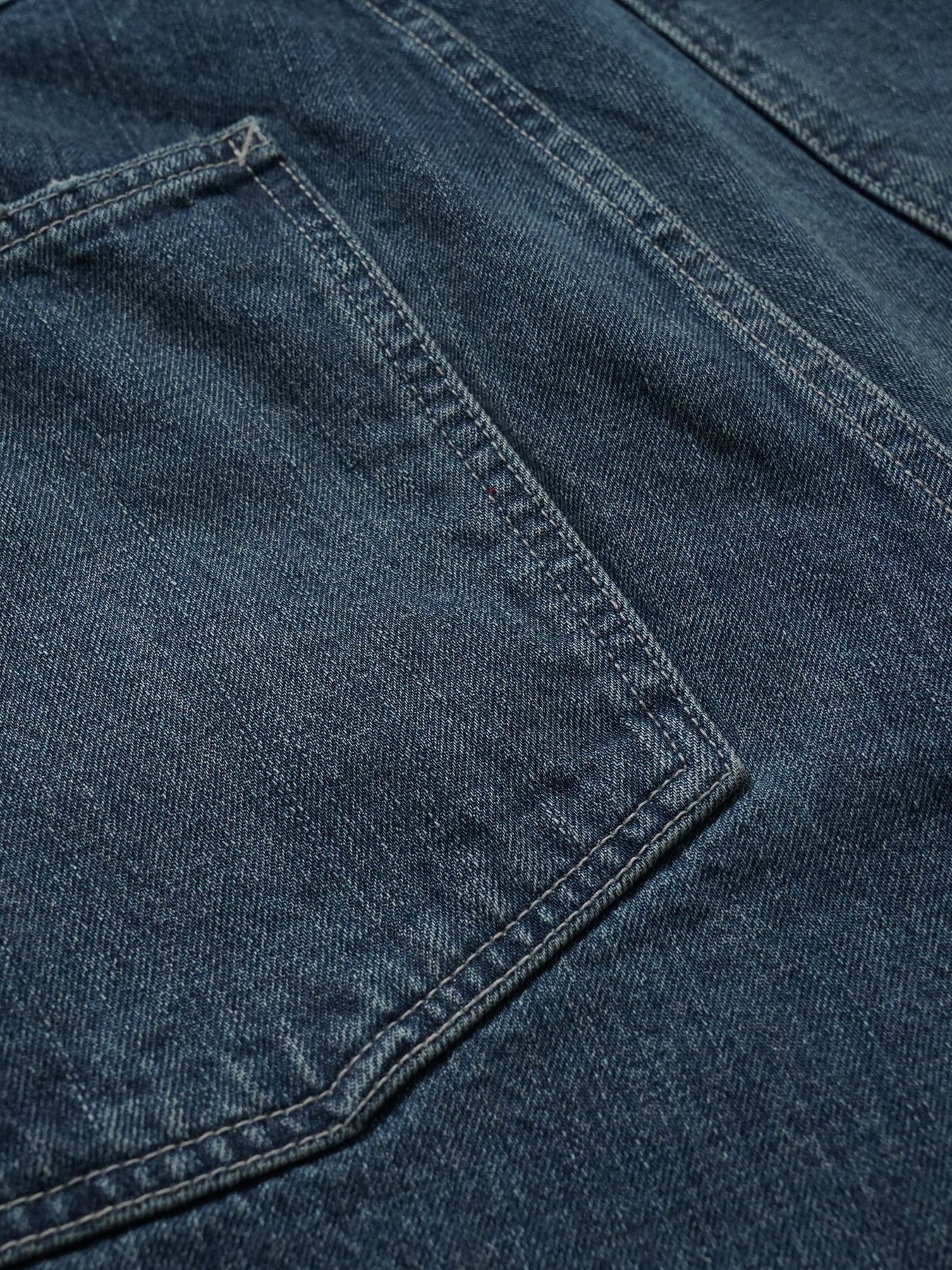 【予約品 5月6日(水) 締切】USN-DENIMTROUSERS aged / ユーズド加工 デニムミリタリーパンツ / インディゴ × 生成りステッチ 濃