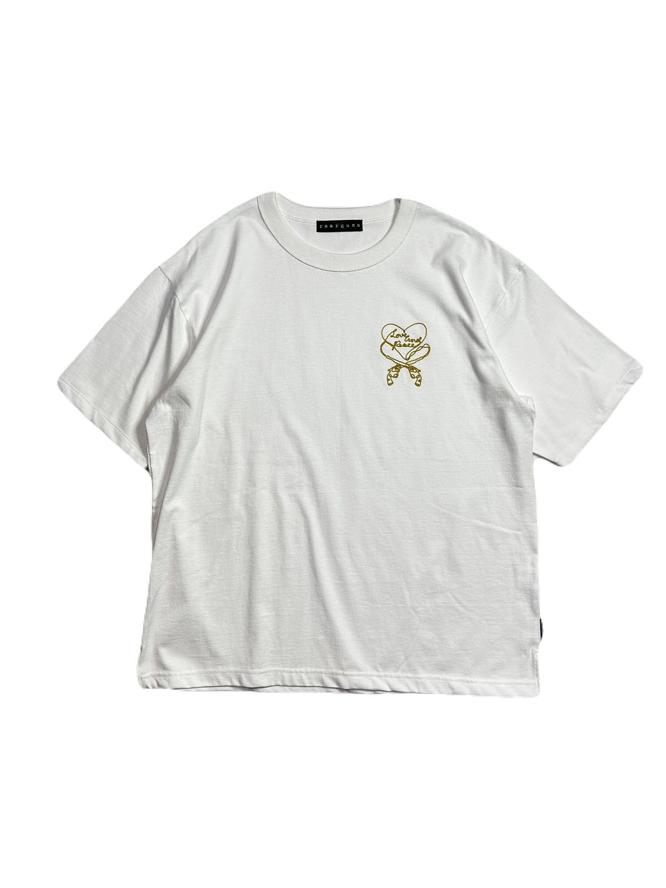 【予約品 8月10日(日) 締切 】HEART CORD EMB S/S T / ハートコード Tシャツ / 刺繍 ホワイト×イエロー
