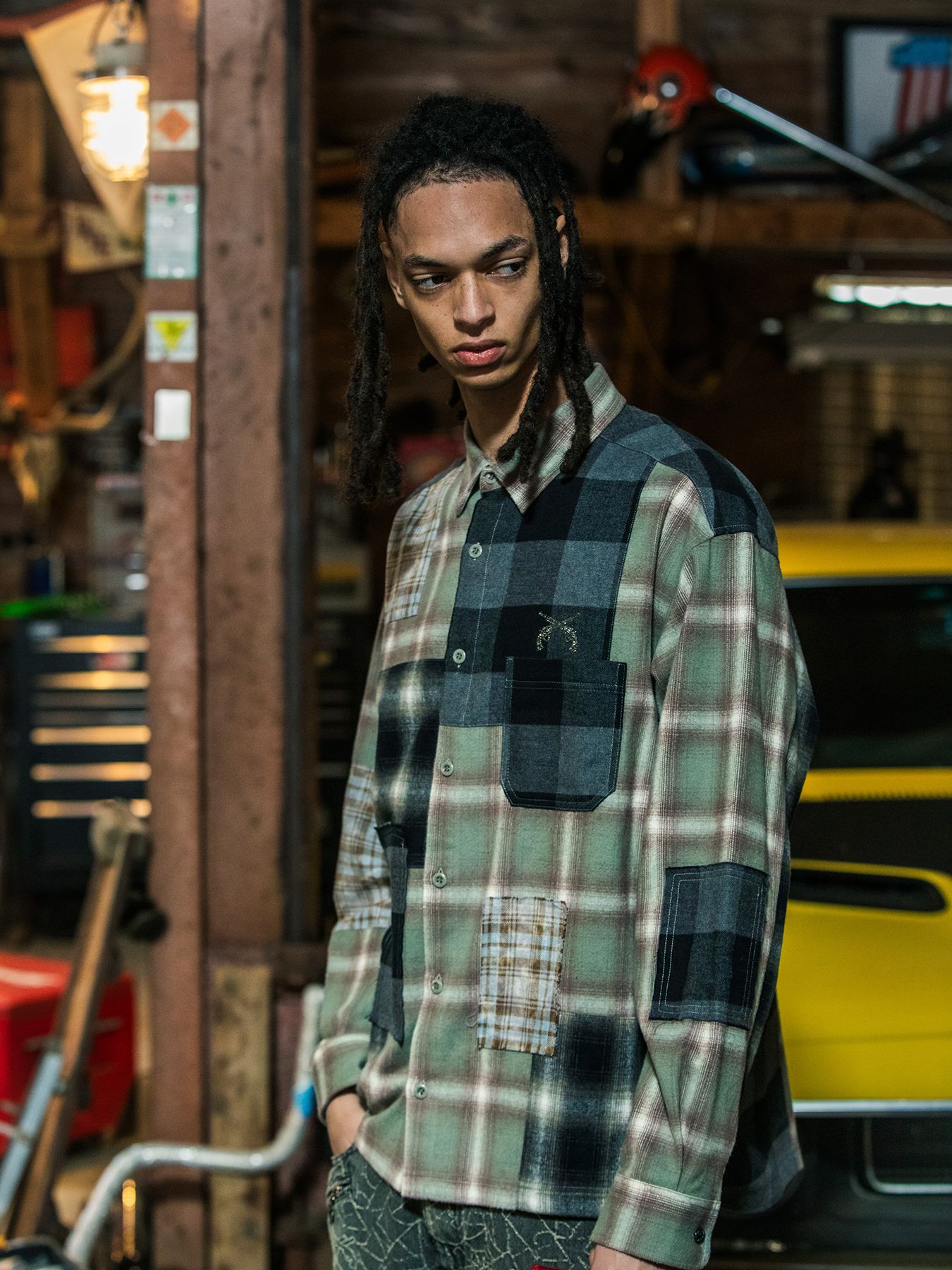 【予約品 3月9日(月) 18:00 締切】MULTI CHECK SH CRY / クリスタルクロスガン マルチ チェック シャツ / グリーン