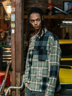 【予約品 3月9日(月) 18:00 締切】MULTI CHECK SH CRY / クリスタルクロスガン マルチ チェック シャツ / グリーン