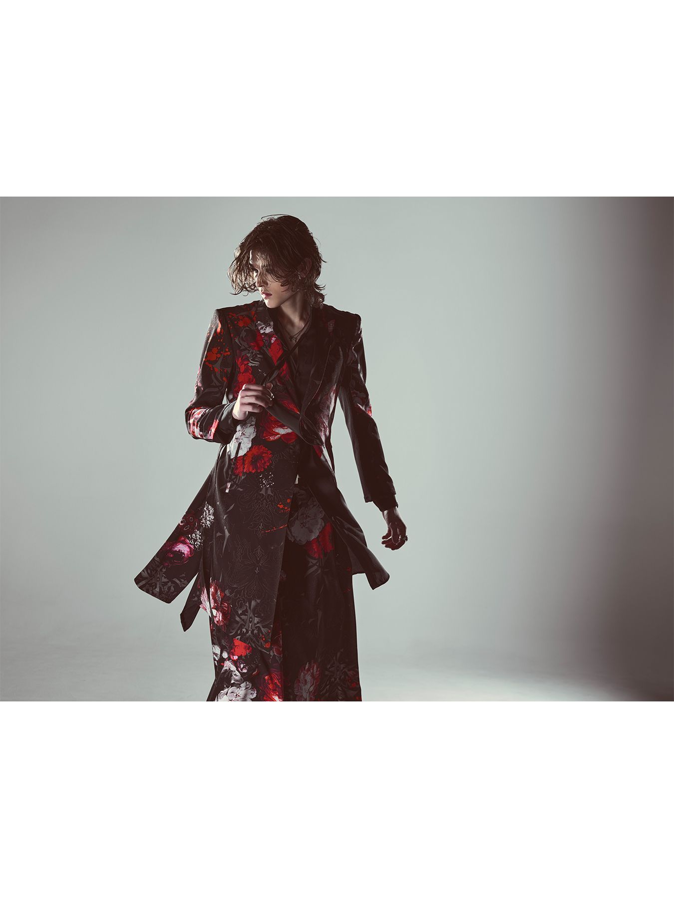 【予約品 6月29日(月) 締切】Goth Flora Suede Satin Wide Tuck Slacks / ワイドタックスラックス / ブラック