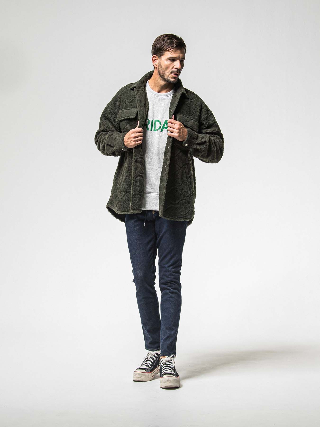 【予約品 8月31日(日) 締切】FRIDAY OLD LOGO VEROURS FLEECE TRAINER / FRIDAYコラボ オールドロゴ ベロアフリース トレーナー / グレー