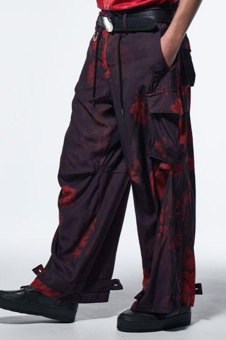 《予約品》 WideCargoPants / ブラック&レッド 【kiryuyrik】 2023年4月以降入荷予定