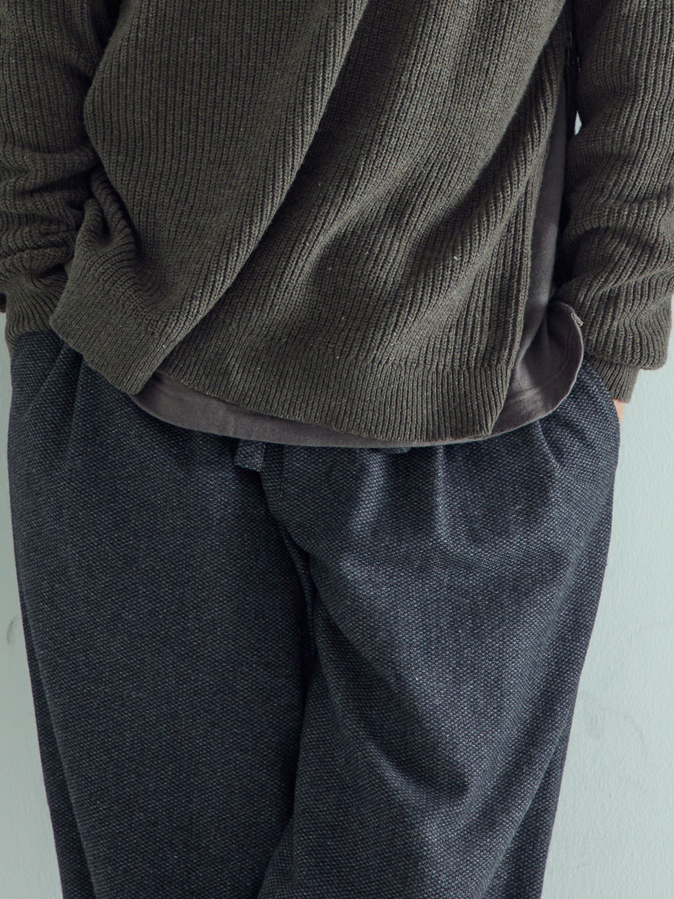 【予約品 】LOUNGECUT TORAUSERS / ワイドトラウザーズ / チャコール×ブラック