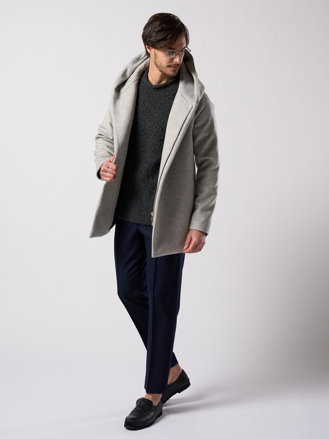 【予約品 4月19日(日) 18時締切】combination slip-on shoes / カーフレザー コンビネーション スリッポン シューズ / ブラック