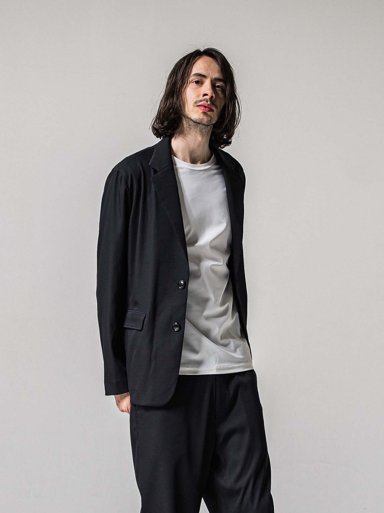 【予約品 11月16日(日) 締切】GARY LOOSE JACKET / ルーズフィット ジャージ テーラードジャケット / ブラック