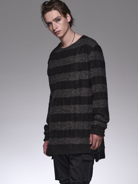 《予約品》 DamageBorder PullOver / プルオーバー / ボーダーブラック＆グレー