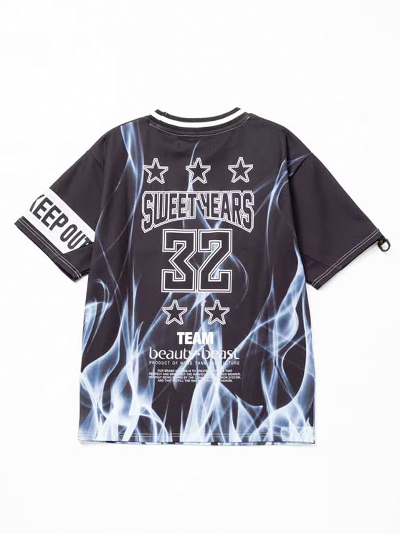 Wネームコラボ beauty:beast × SY32  SWEAT TEE / ブラック×ホワイト【SY32 by SWEET YEARS】