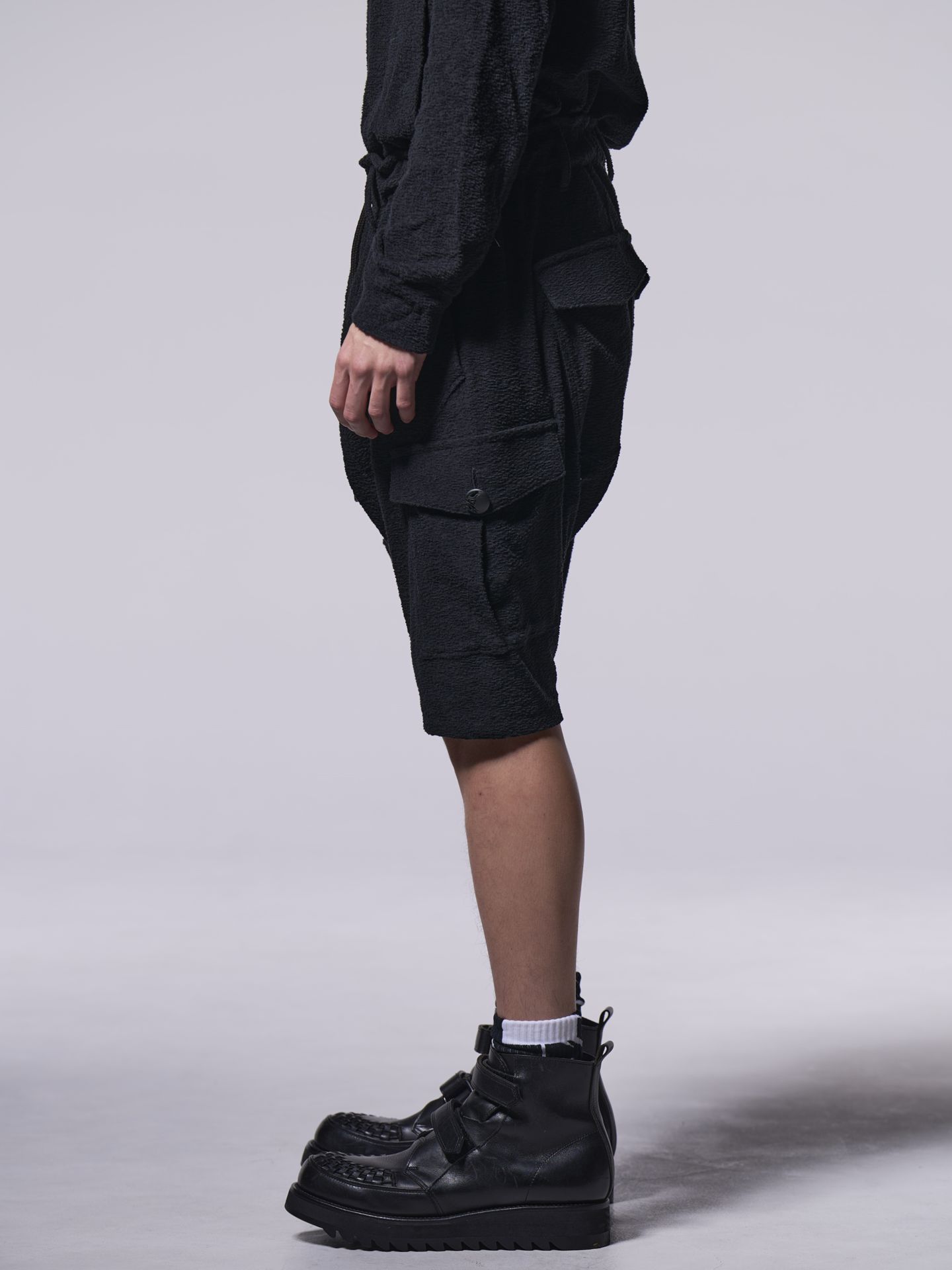 《予約品》  SarouelShortPants / パイル生地サルエルショートパンツ / ブラック
