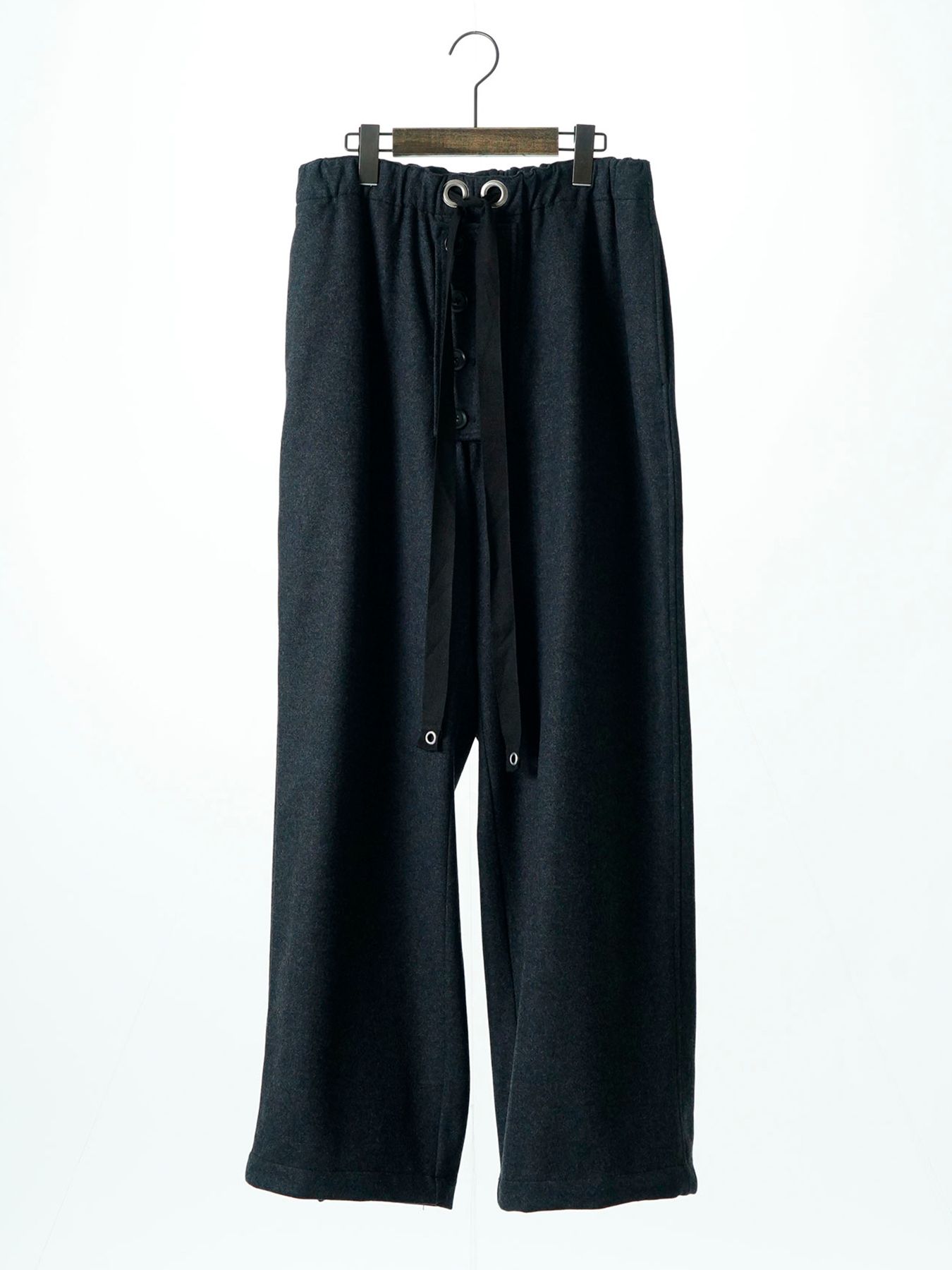 【予約品 】Woolnapp trousers / ウール イージートラウサーズパンツ / 杢チャコール