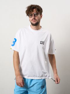 【予約品 10月16日(木) 締切】7ozコットン天竺 8マイル ドローコード ワイドSSTシャツ / ホワイト