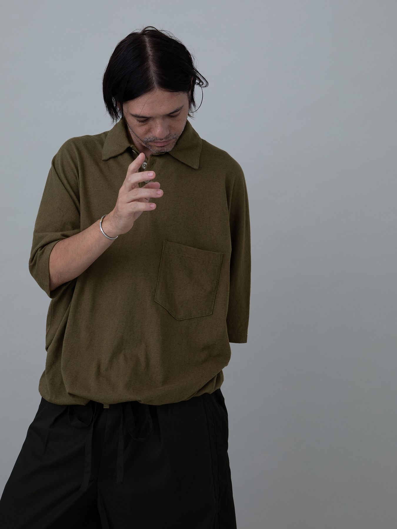 【予約品 11月23日(日) 締切】WINGPOLO / コットンリネン ポロシャツ / BEIGE