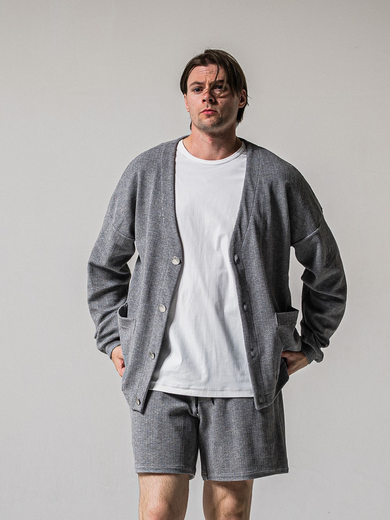 【予約品 11月16日(日) 締切】BLISTER KNIT C/D / ブリスターニットカーディガン  / グレー