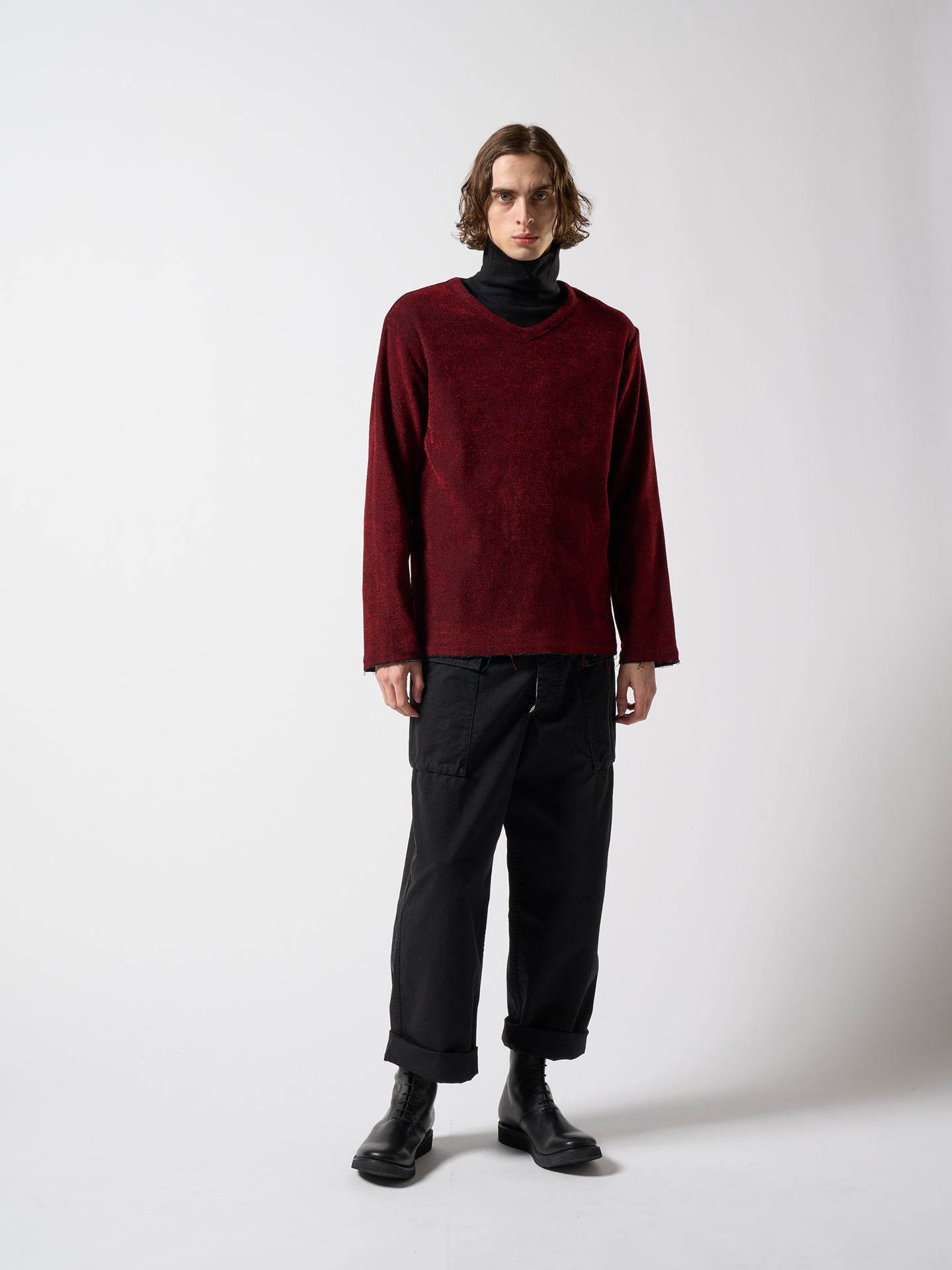 【予約品】 V-neck pullover shirt / Vネックプルオーバー / レッド