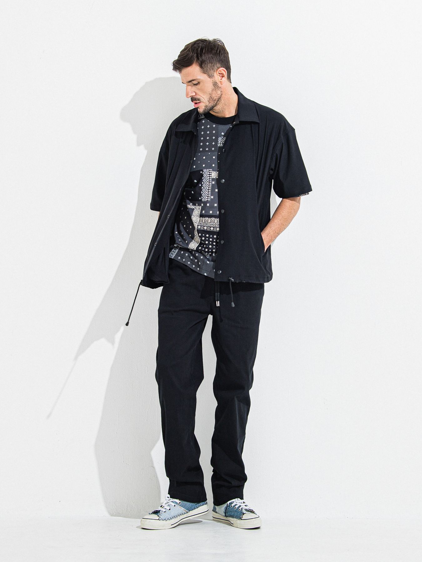 BANDANA OVER TEE / バンダナオーバーサイズTシャツ / ブラック