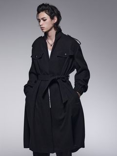 《予約品》 StandCollarDrapeCoat / スタンドカラードレープコート / ブラック 【kiryuyrik】 10月以降入荷予定