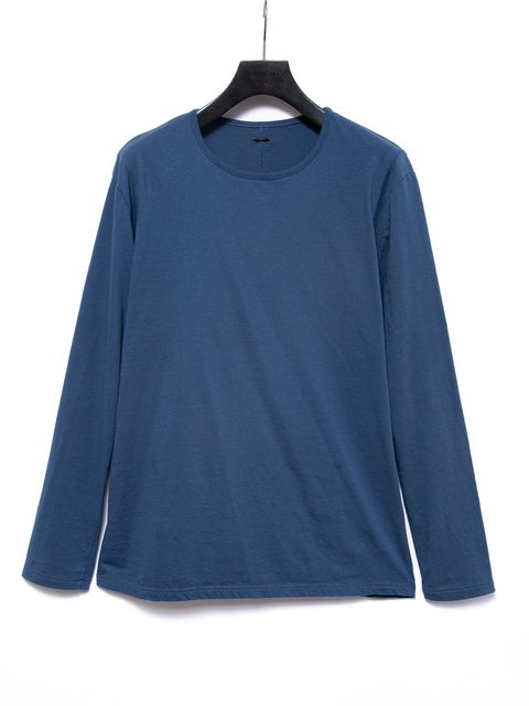 【予約品 4月6日(月) 締切】Natural Soft Cotton Plain Stitches Crew Neck T-shirt / 30/-ナチュラルソフト天竺 クルーネック ロングスリーブ Tシャツ / グレーブルー