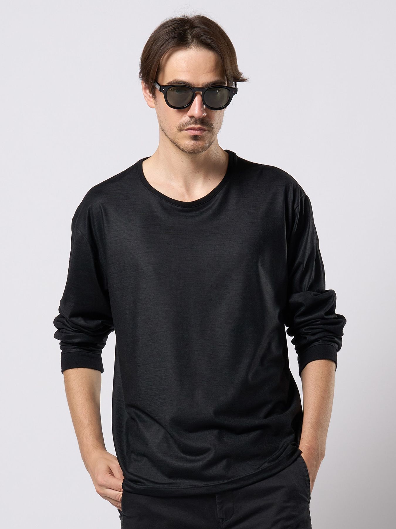 【予約品 9月23日(火) 締切】ex.comfy wool L/S / エクスコンフィーウール ロングスリーブ / ブラック