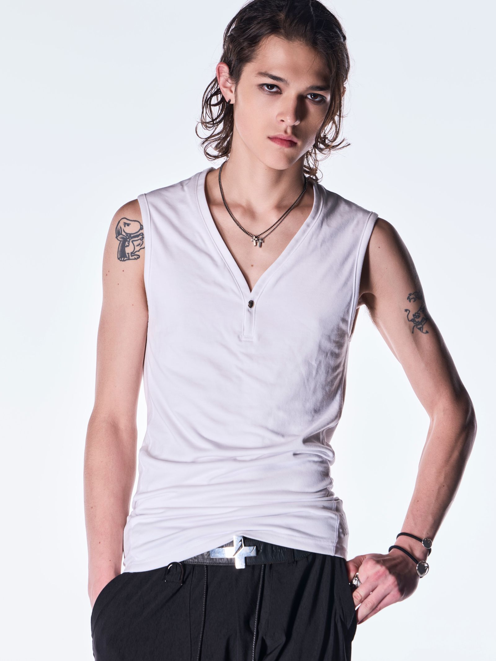 【予約品 6月29日(月) 締切】BEATENJIKU Henry Tank Top / ヘンリーネック タンクトップ / ホワイト