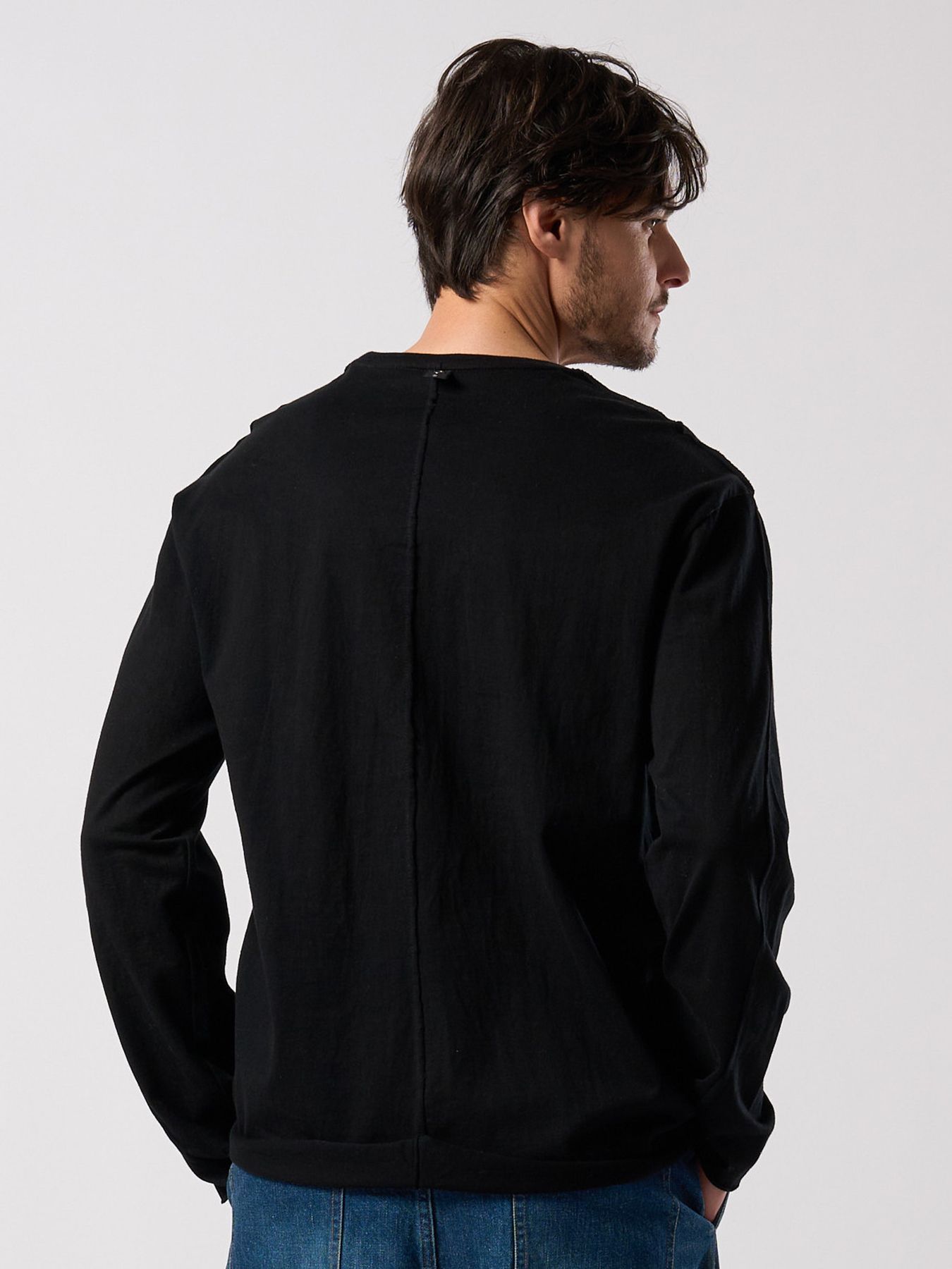 【予約品 4月19日(日) 18時締切】cut-off crew-neck L/S / カットオフ クルーネック ロングスリーブ / ディープブラック