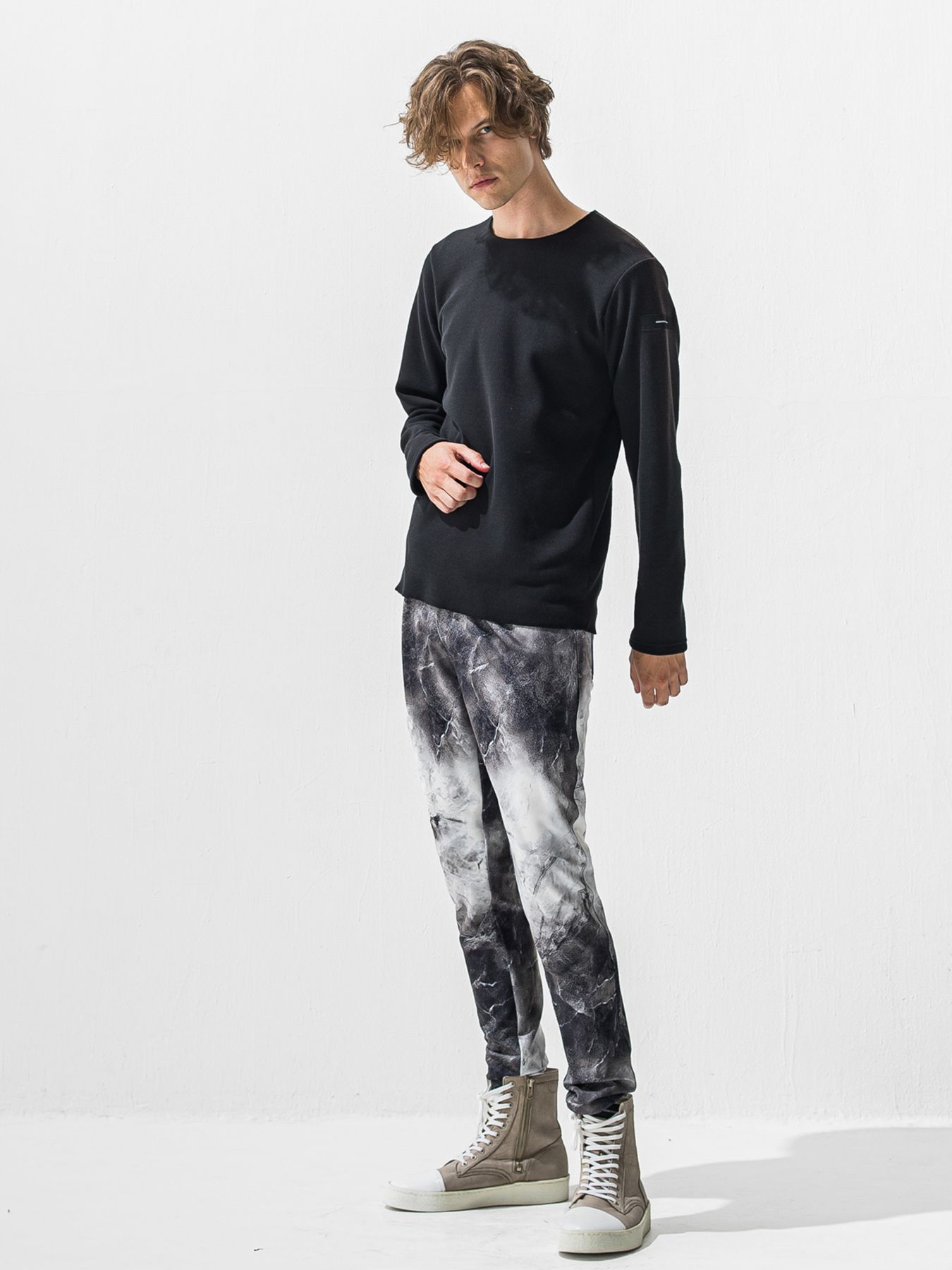 【予約品 9月6日(日) 締切】VELOURS FLEECE NEO THERMAL / 裏起毛 ハニカムサーマル ロングスリーブTシャツ / ブラック
