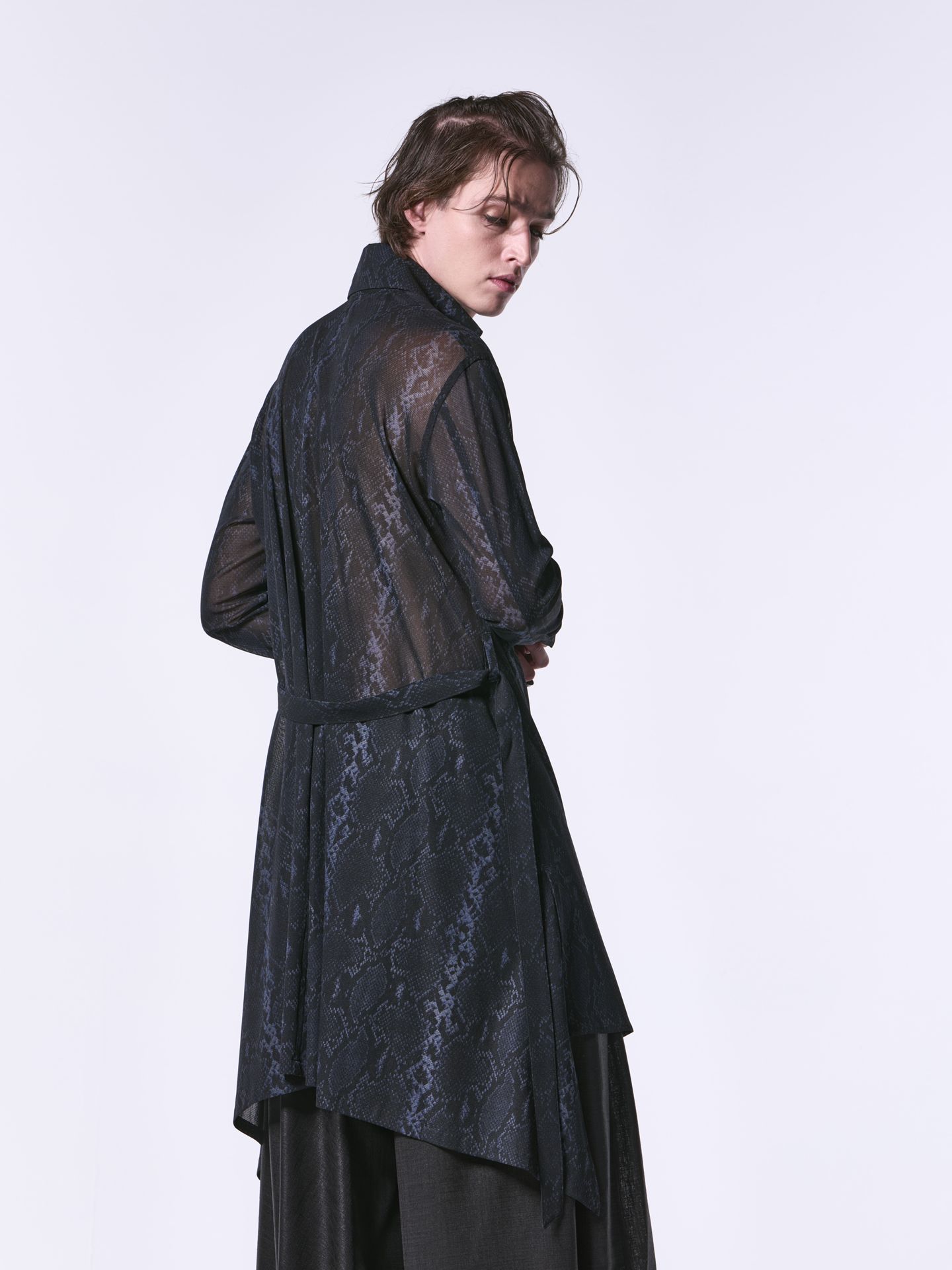 《予約品1月13日 10時締め》 FlareShirt / メッシュフレアシャツ / ブラックパイソン