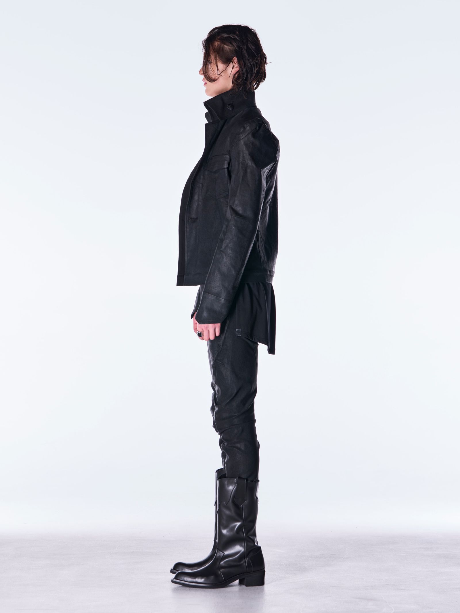 【予約品 6月29日(月) 締切】Coating Denim Curve Pants / コーティング デニム カーブパンツ / ブラック