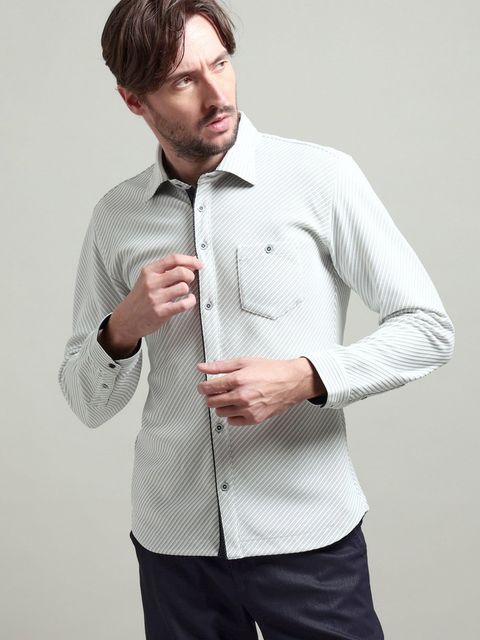 ブライトタックバイヤスレギュラーカラーシャツ / ホワイト 【HIDEAWAYS BLACK】