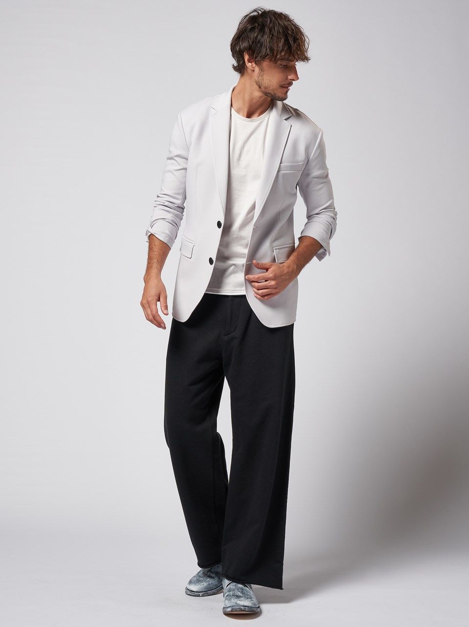 《予約品》 wide sweat slacks pants / ワイドスラックス / ブラック