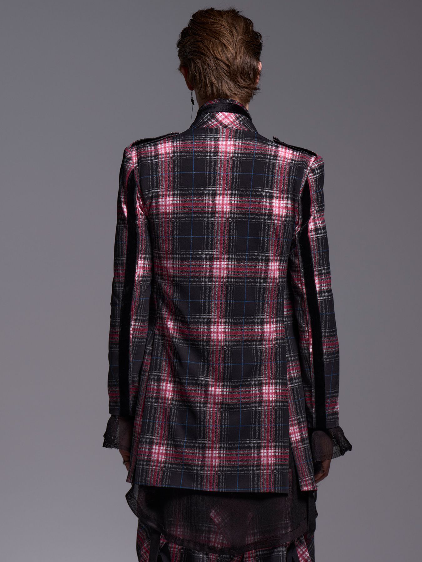 【予約品 1月4日(日) 締切】Trimming Stand Collar Jacket / トリミング スタンドカラージャケット / ブラック&ピンク