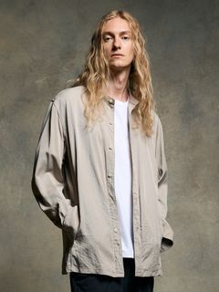 【予約品 9月23日(火) 締切】band collar shirt coat / バンドカラー シャツコート / グレージュ