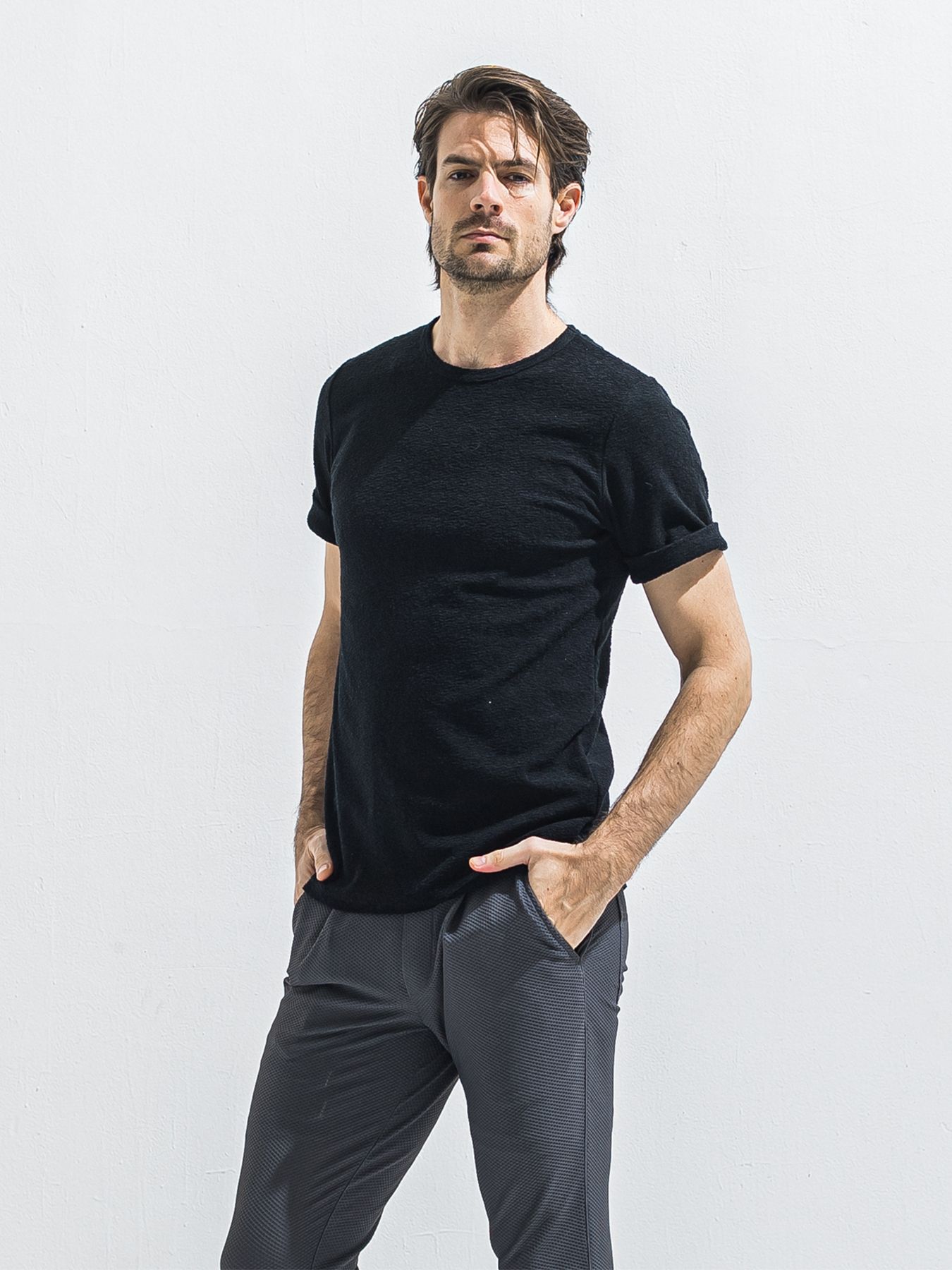 【予約品 2月15日(日) 18:00 締切】PILE ROLL UP TEE / パイルロールアップTシャツ / ブラック