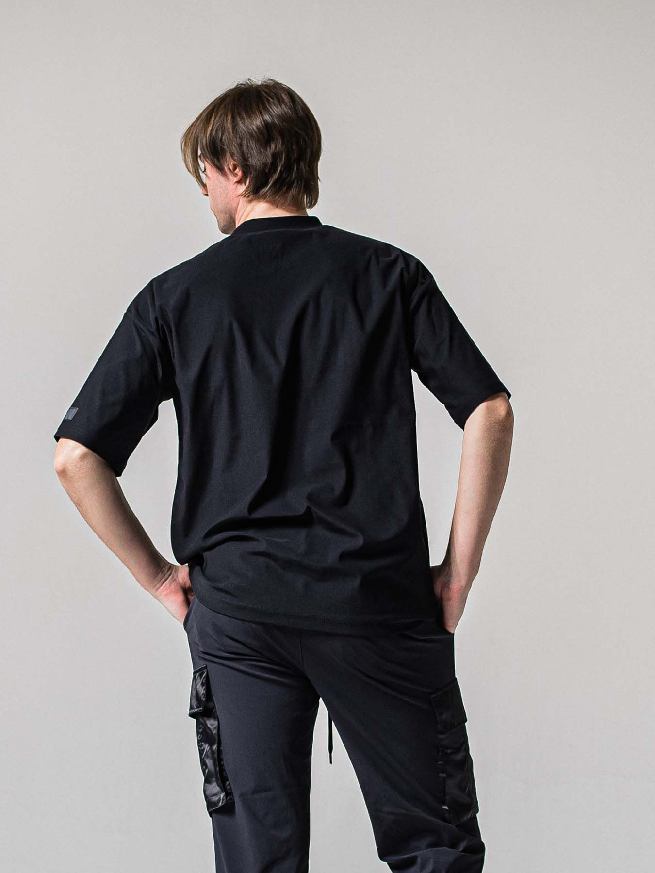 【予約品 11月16日(日) 締切】SIDE RC OVER T / サイドロゴプリント オーバーサイズ ナイロンTシャツ / ブラック