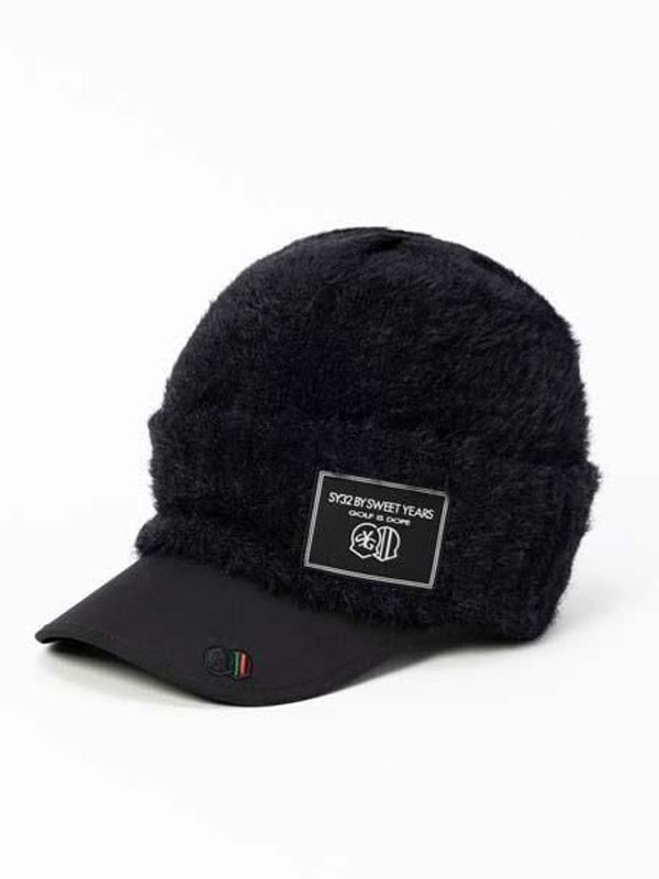 KNIT CAP / つば付ニットキャップ / ブラック【SY32 by SWEET YEARS GOLF】