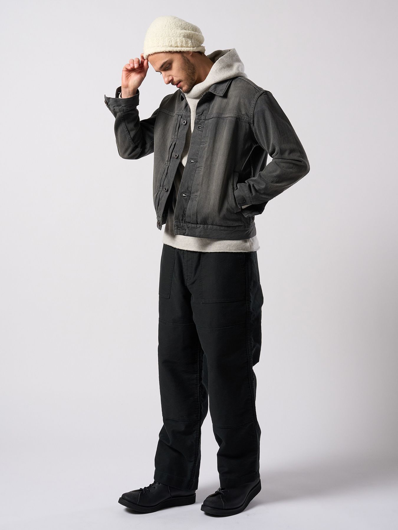 【予約品 4月19日(日) 18時締切】denim jacket type1 (used) / ユーズド加工 TYPE1 デニムジャケット / ダストチャコール