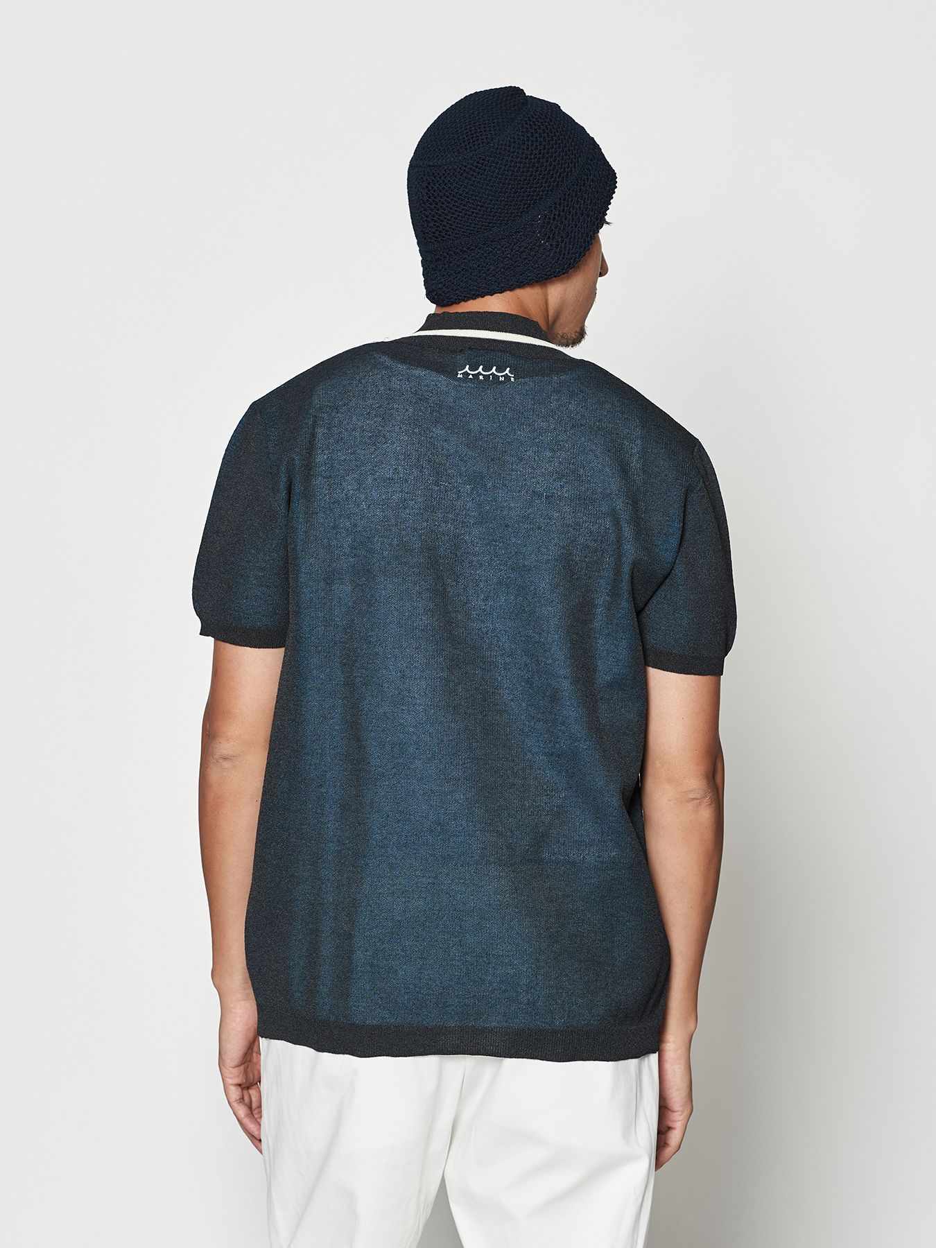 【予約品 10月9日(木) 締切】muta Sheer Knit S-S Top / シアーニットTシャツ / ネイビー【Acanthus × muta MARINE】