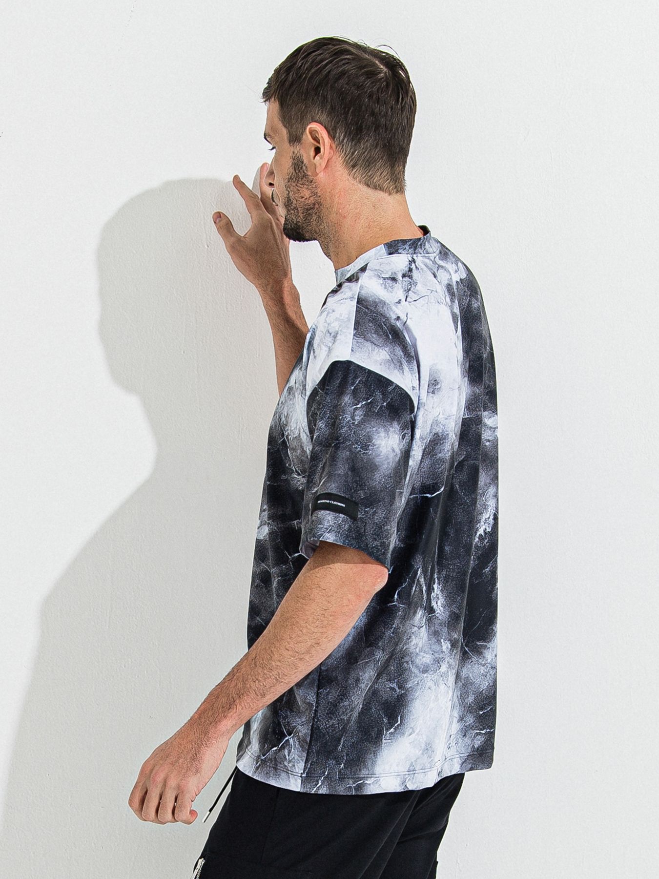 MARBLE RASH OVER T / ラッシュガード マーブルオーバーサイズTシャツ / ブラック