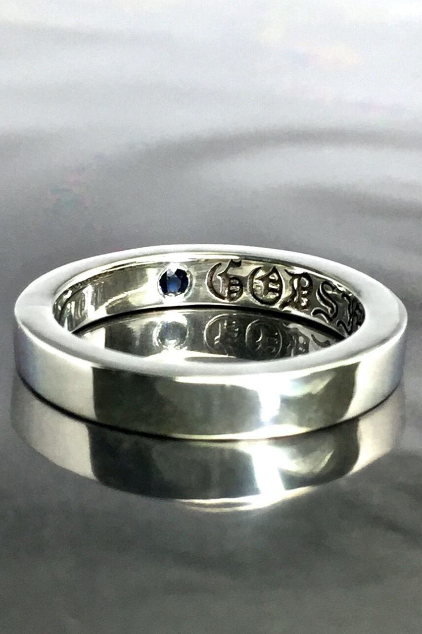 《受注生産》 PLAIN BAND RING with SAPPHIRE サファイア リング 【GOD SIZE】 注文から一ヶ月後入荷予定