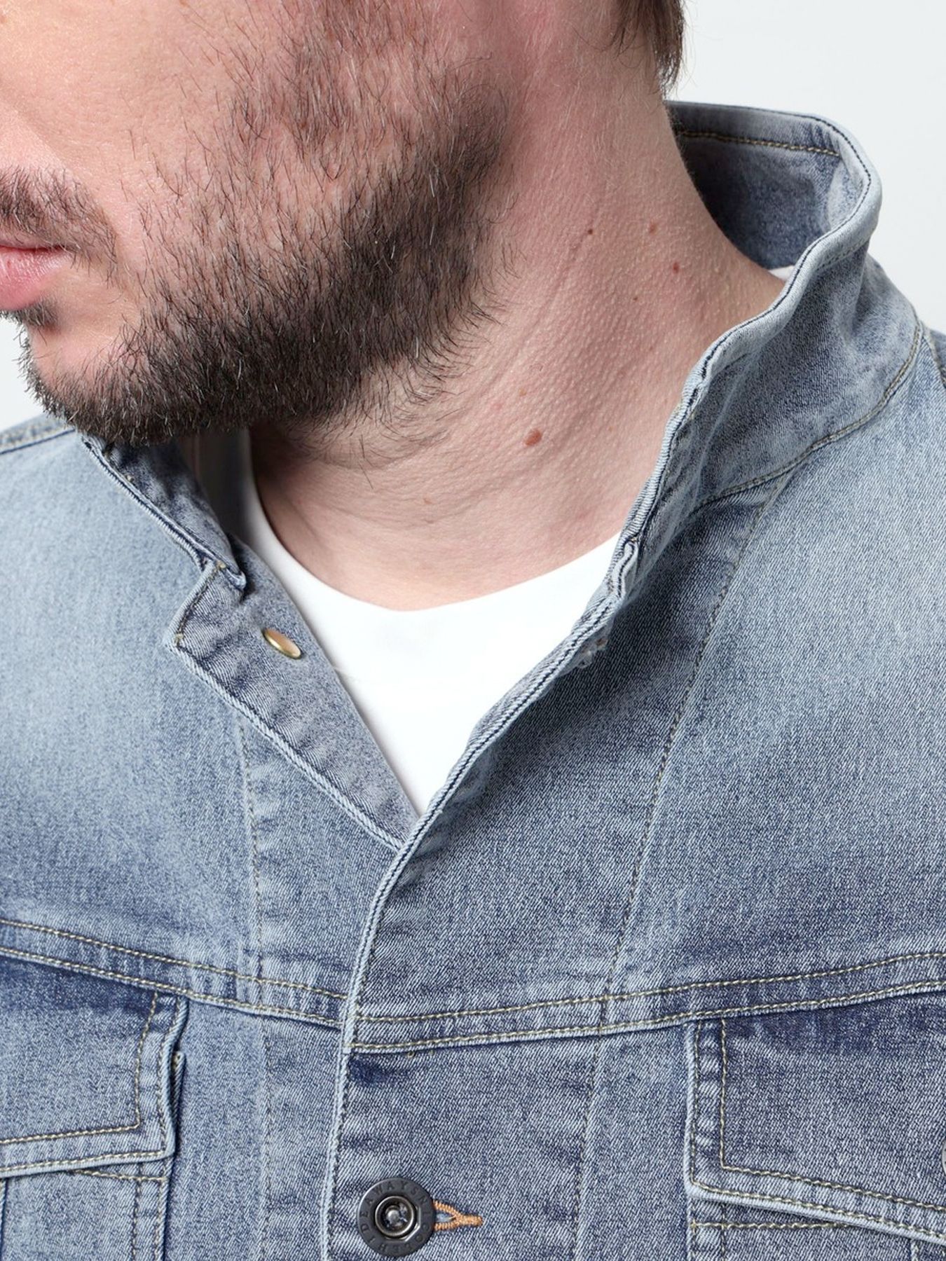 ライトオンスストレッチデニム7分袖Gジャン / ブルー【HIDEAWAYS NICOLE】