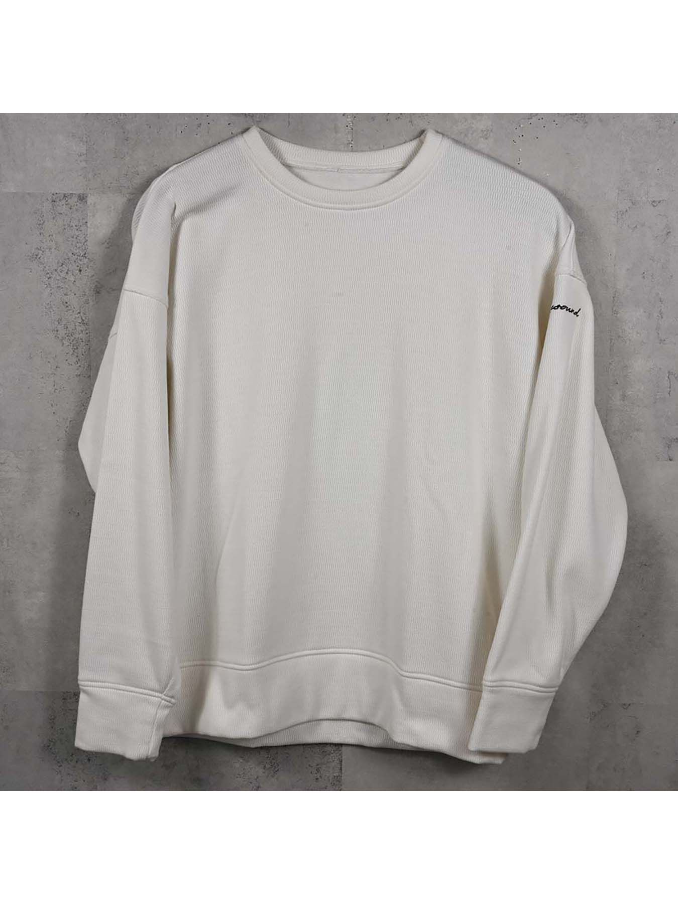 【予約品 8月31日(日) 締切】VELOURS FLEECE THERMAL LOOSE TRAINER / ベロアフリース サーマル ルーズトレーナー / ホワイト