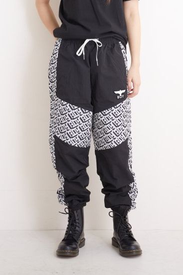 GEOMETRIC NYLON TRUCK PANTS トラックパンツ / BLACK 【BOY LONDON】