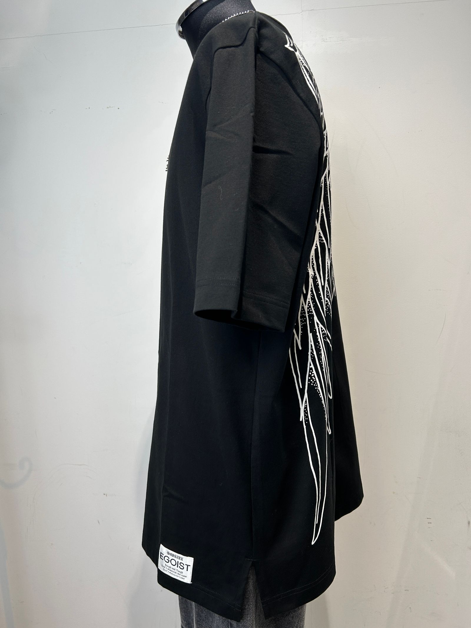 【予約】羽 VネックTee BLACK×WHITE GODSIZE